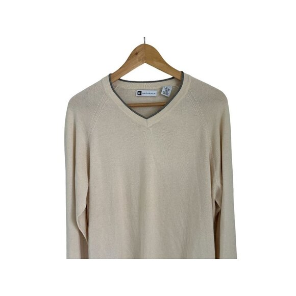BACHRACH V-Neck Sweater Wool Silk Crean Color Gray Details Size Med - Picture 6 of 8